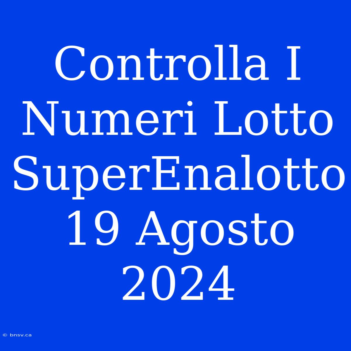 Controlla I Numeri Lotto SuperEnalotto 19 Agosto 2024