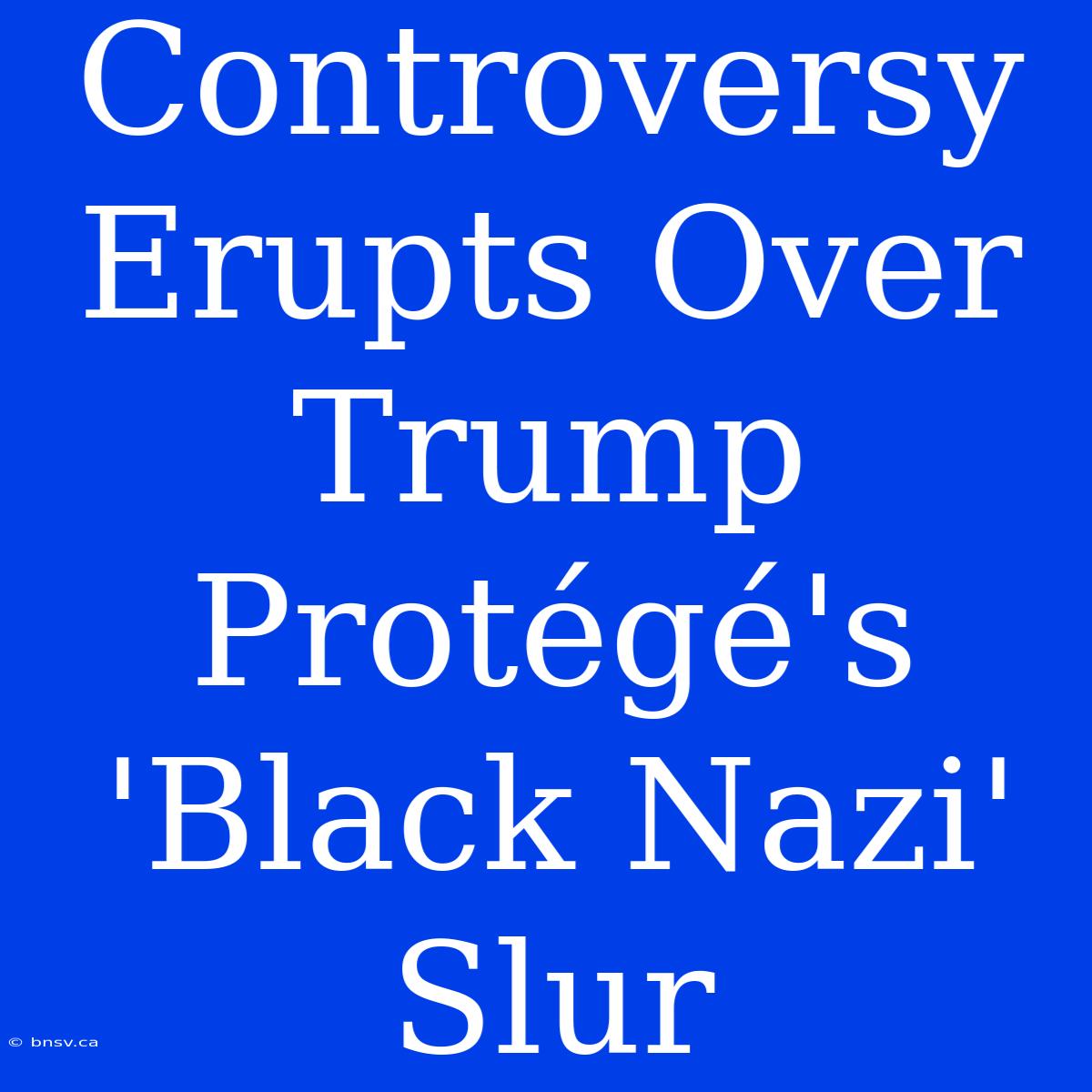 Controversy Erupts Over Trump Protégé's 'Black Nazi' Slur