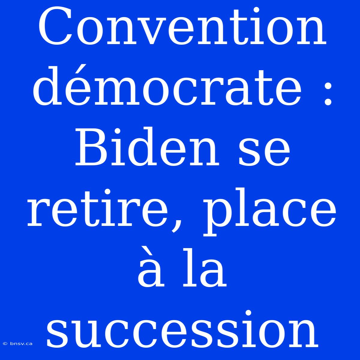 Convention Démocrate : Biden Se Retire, Place À La Succession