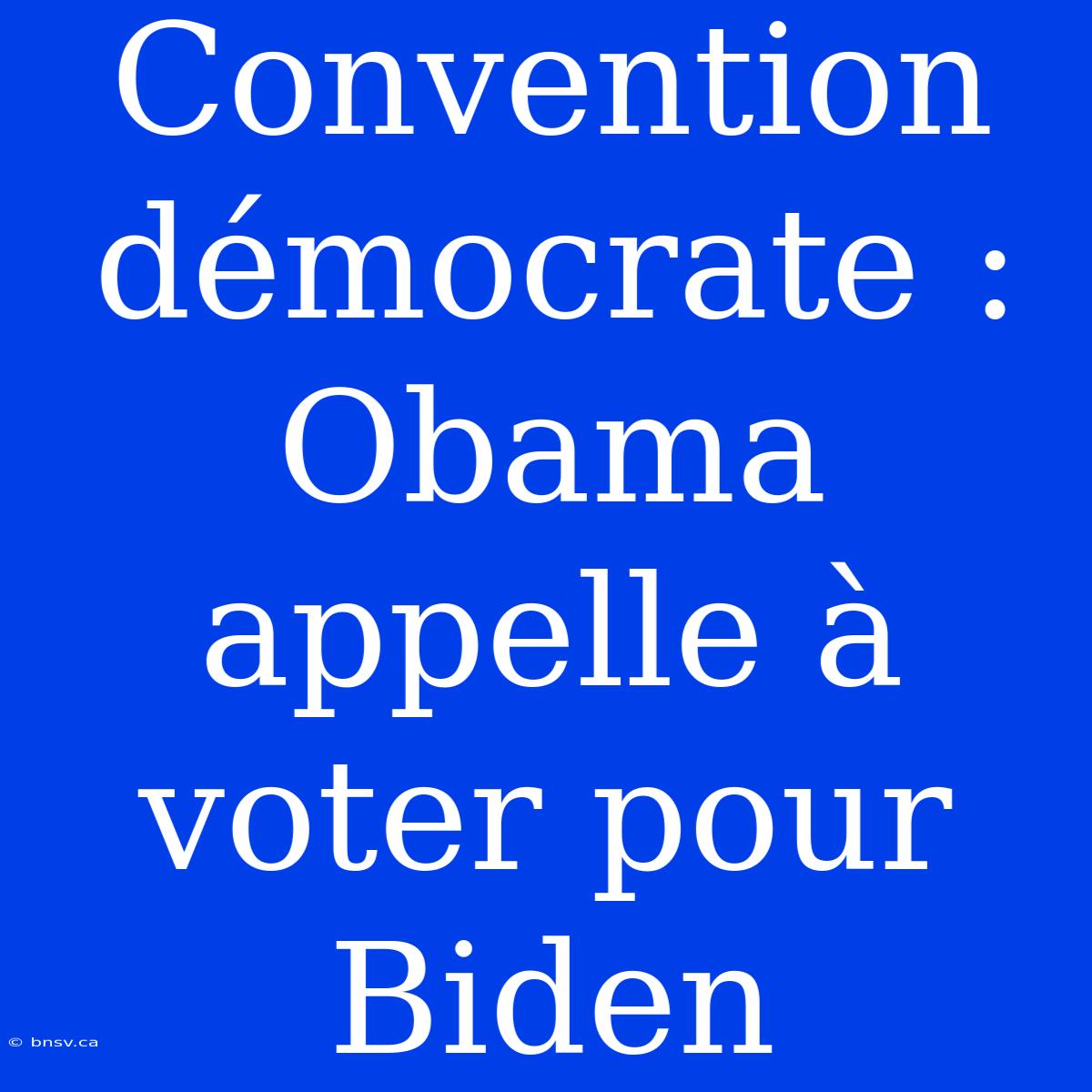 Convention Démocrate : Obama Appelle À Voter Pour Biden