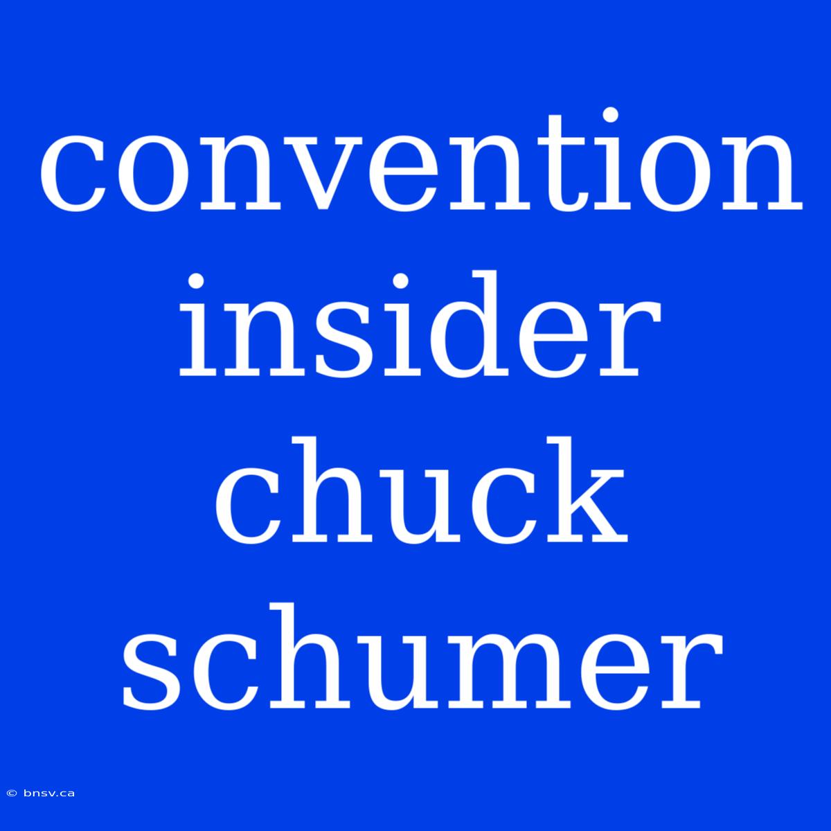 Convention Insider Chuck Schumer