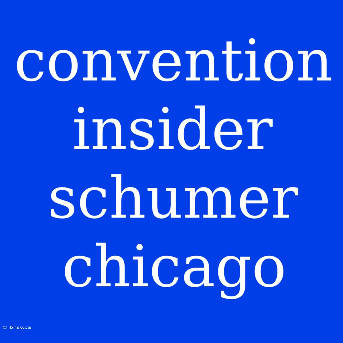 Convention Insider Schumer Chicago