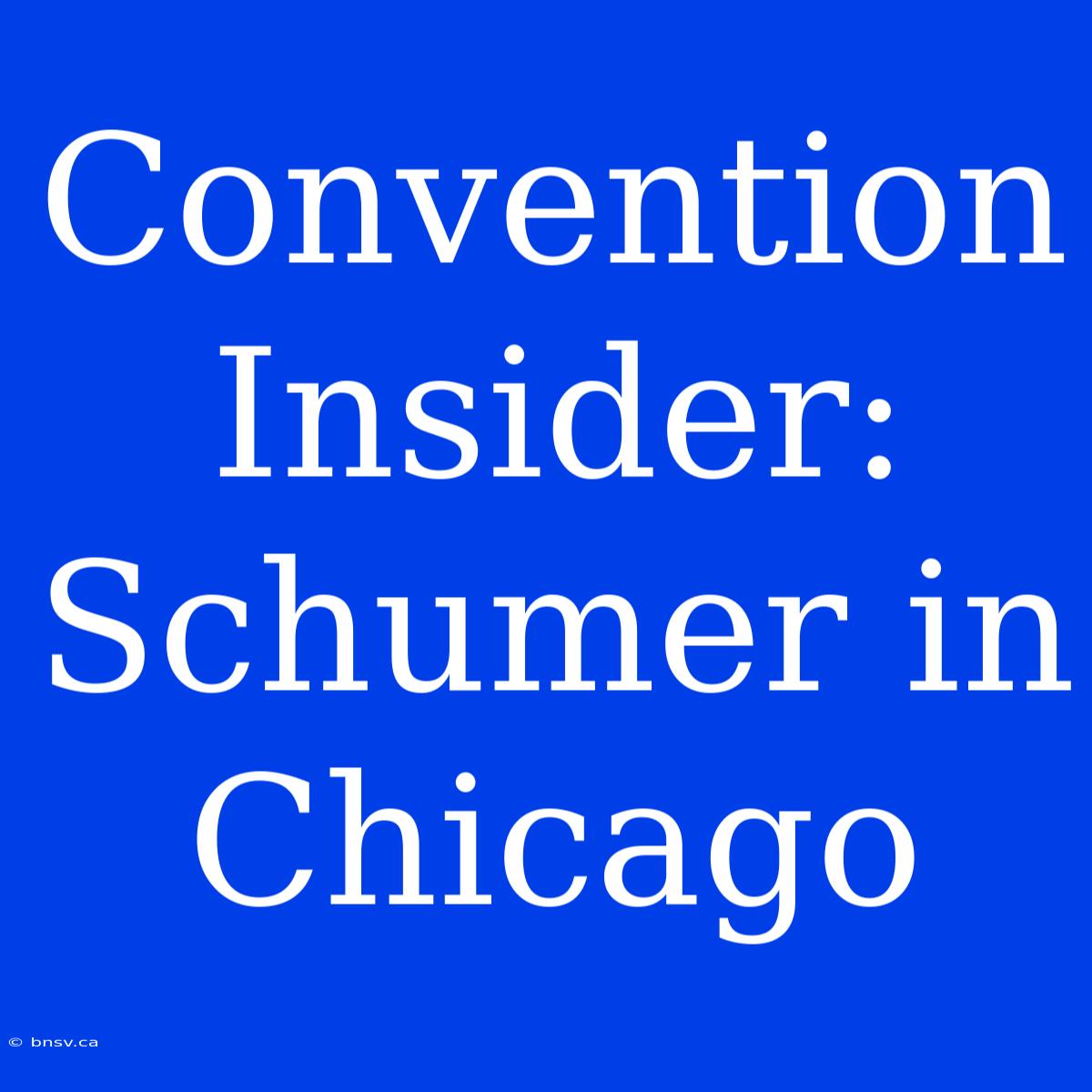 Convention Insider: Schumer In Chicago