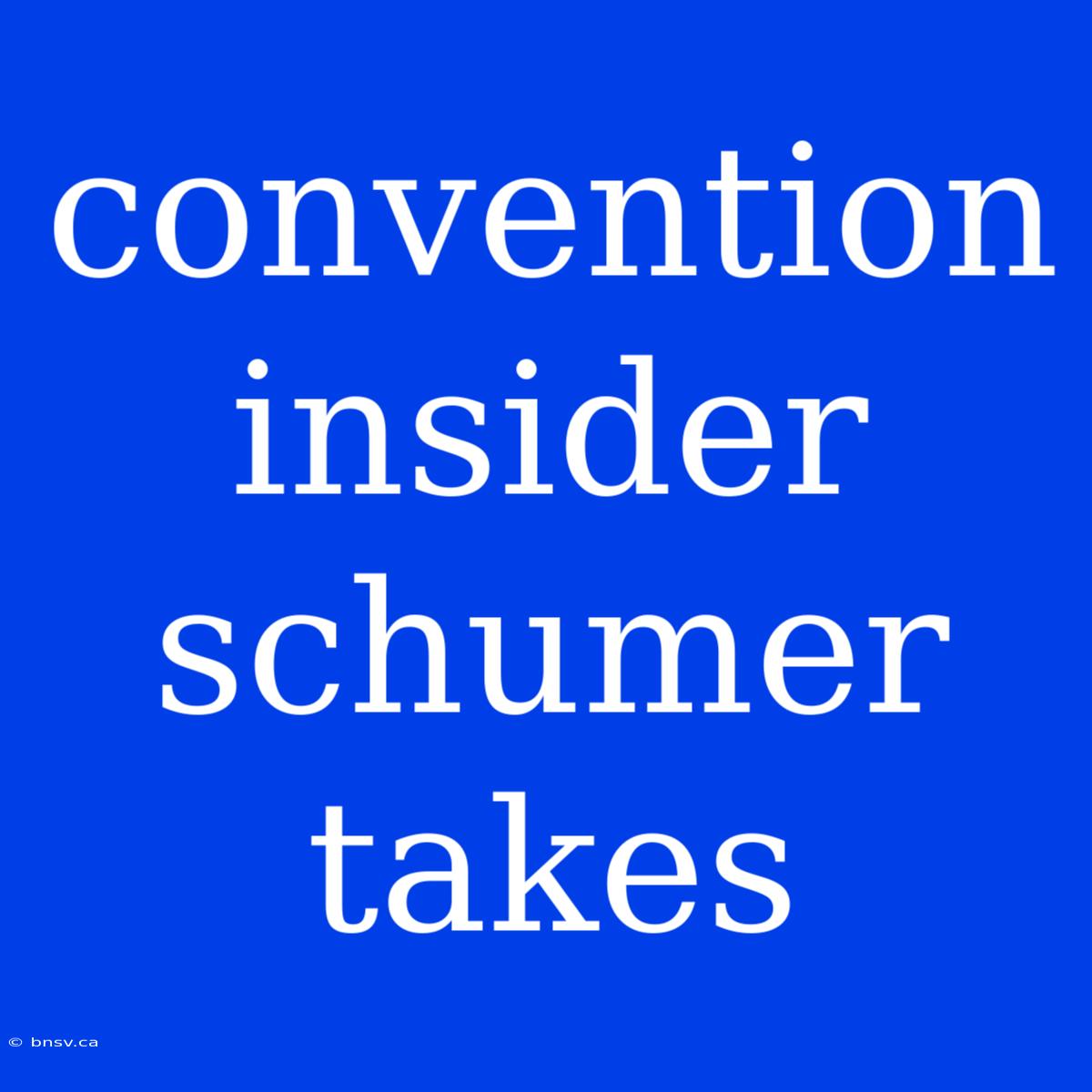 Convention Insider Schumer Takes