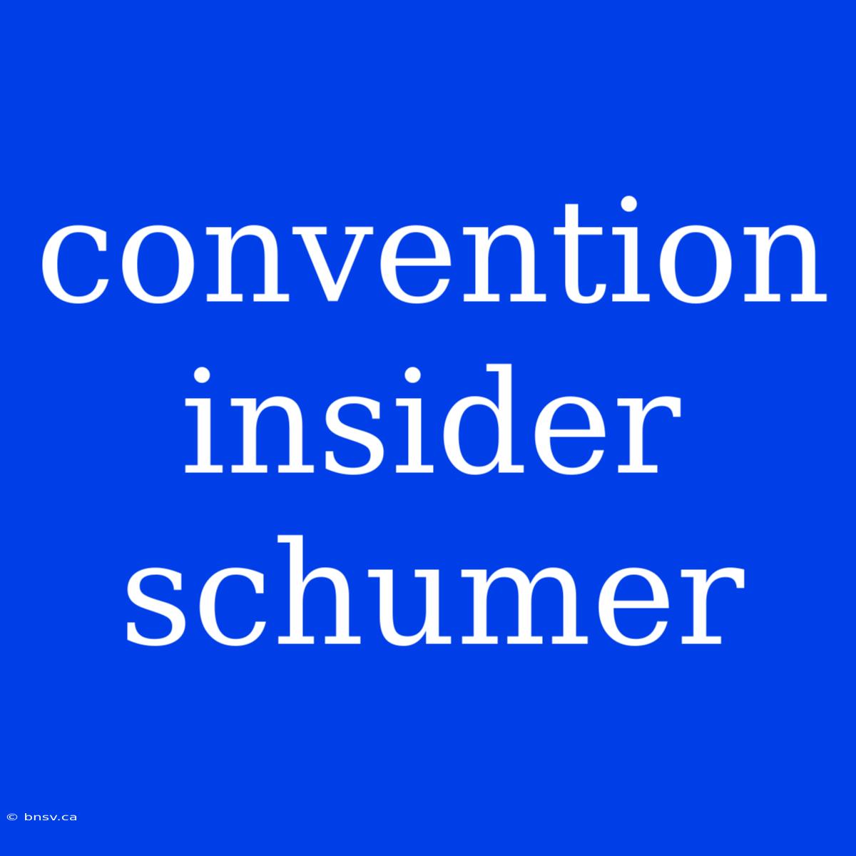 Convention Insider Schumer