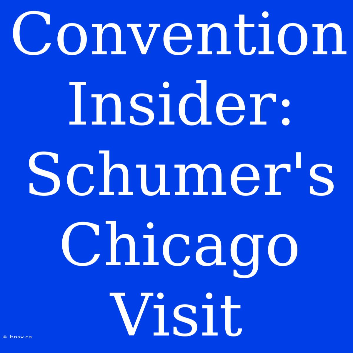 Convention Insider: Schumer's Chicago Visit