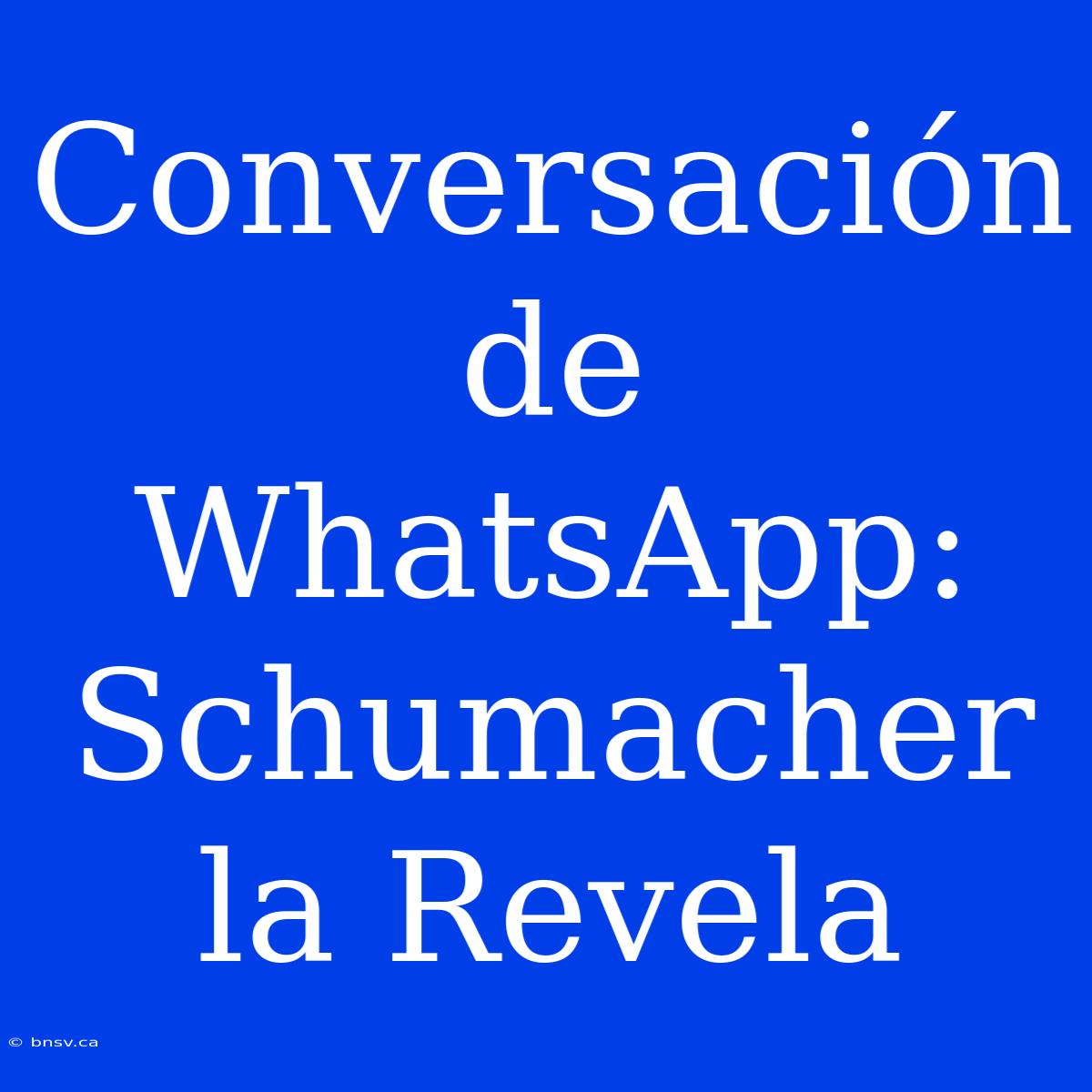 Conversación De WhatsApp: Schumacher La Revela