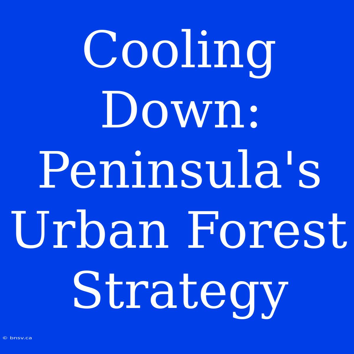 Cooling Down: Peninsula's Urban Forest Strategy