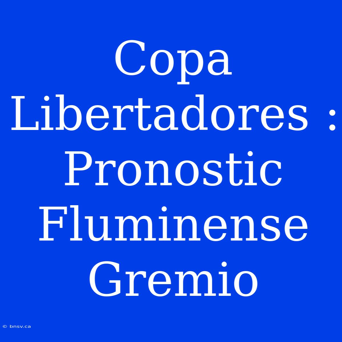 Copa Libertadores : Pronostic Fluminense Gremio