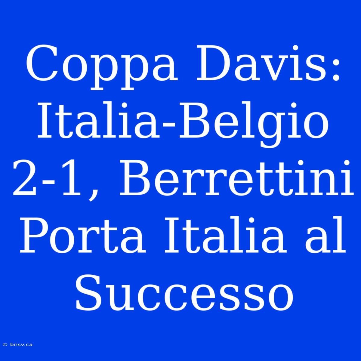 Coppa Davis: Italia-Belgio 2-1, Berrettini Porta Italia Al Successo