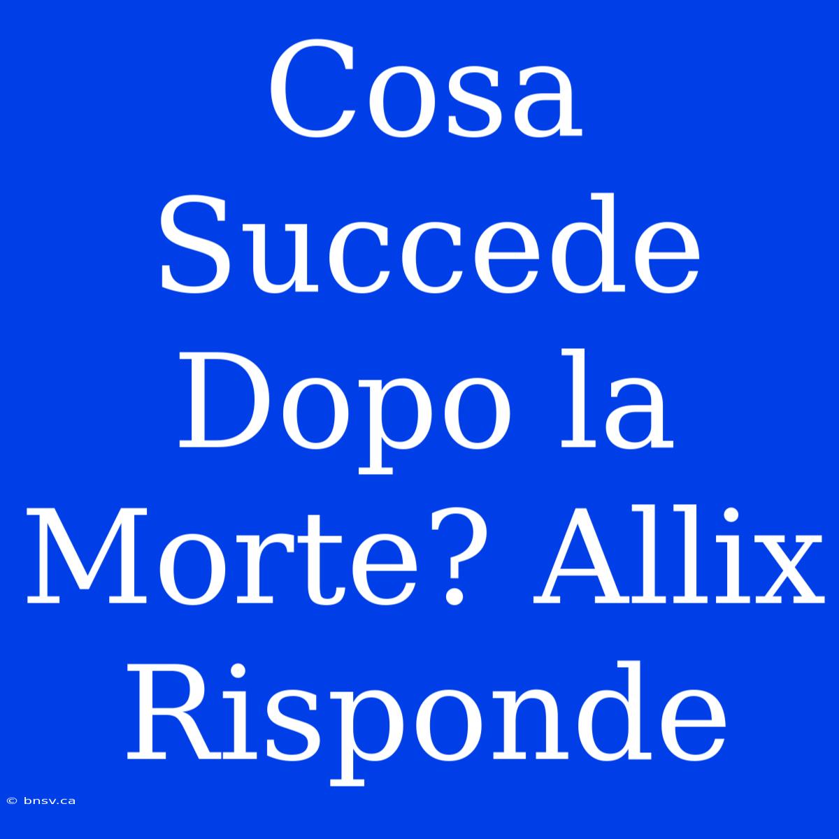 Cosa Succede Dopo La Morte? Allix Risponde