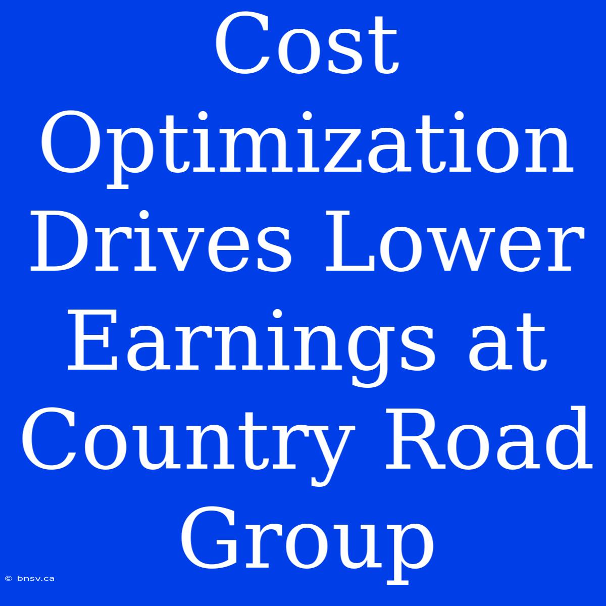 Cost Optimization Drives Lower Earnings At Country Road Group