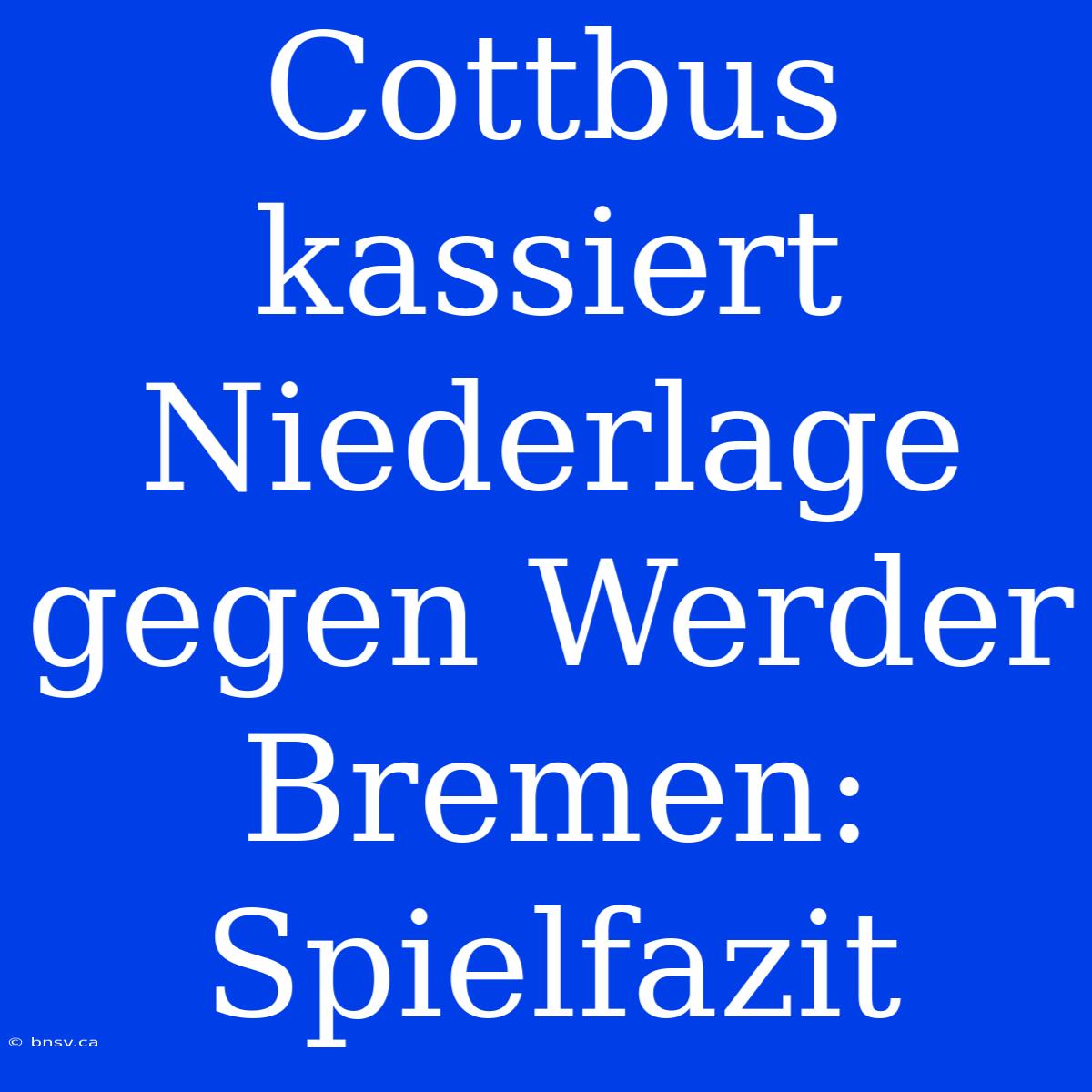 Cottbus Kassiert Niederlage Gegen Werder Bremen: Spielfazit