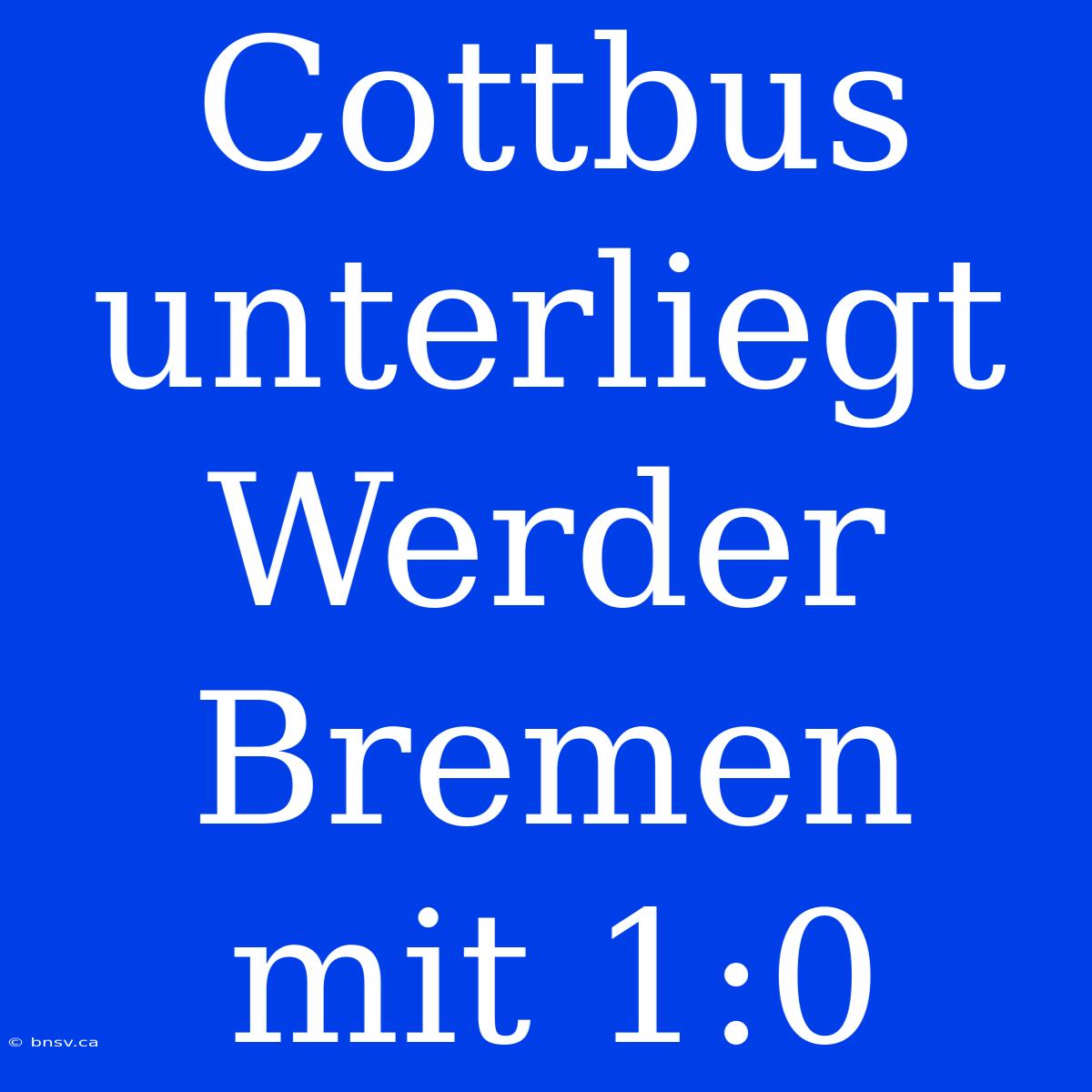 Cottbus Unterliegt Werder Bremen Mit 1:0