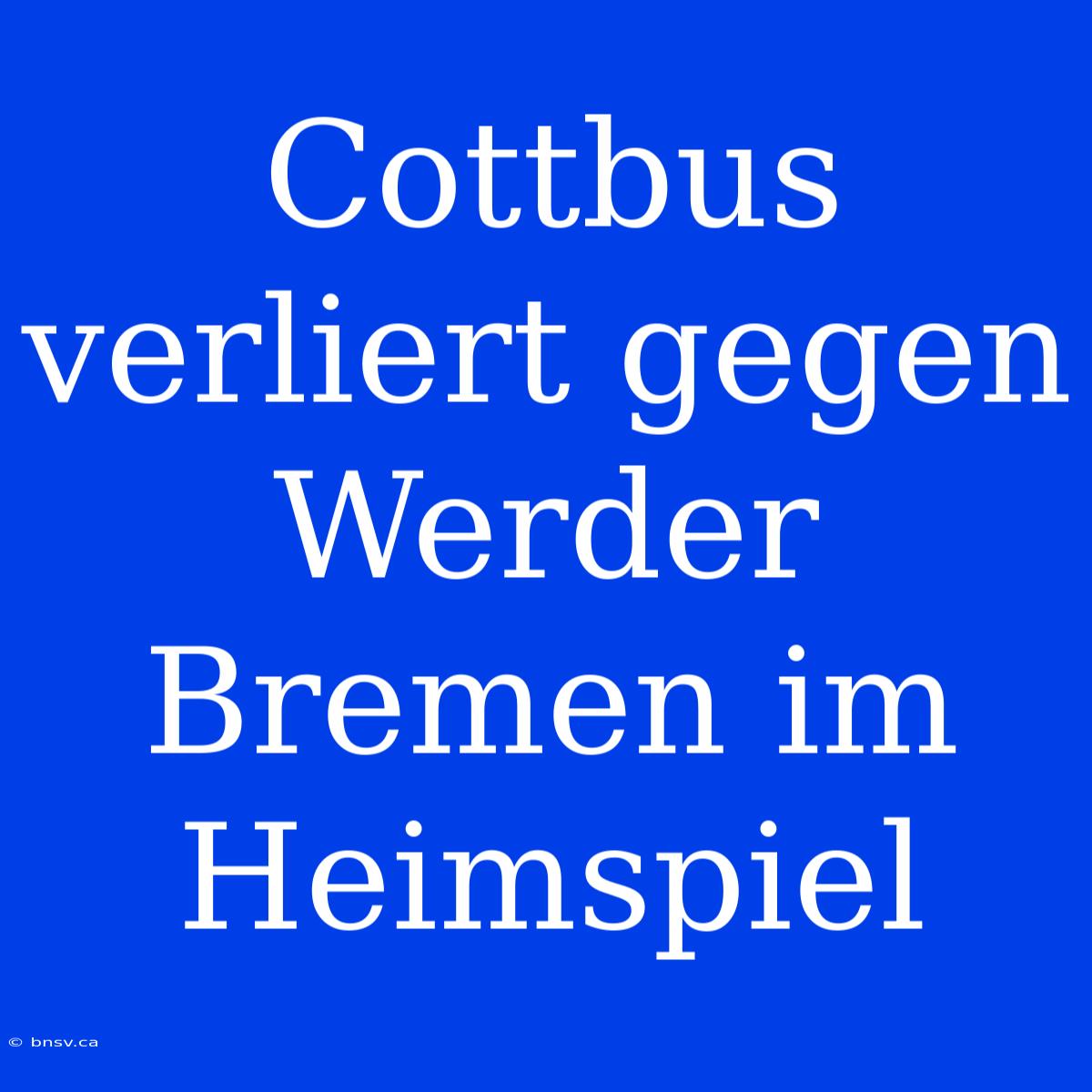 Cottbus Verliert Gegen Werder Bremen Im Heimspiel