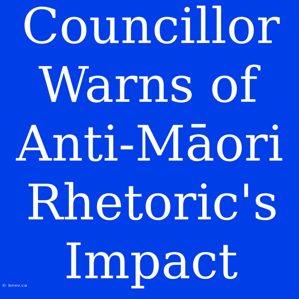 Councillor Warns Of Anti-Māori Rhetoric's Impact