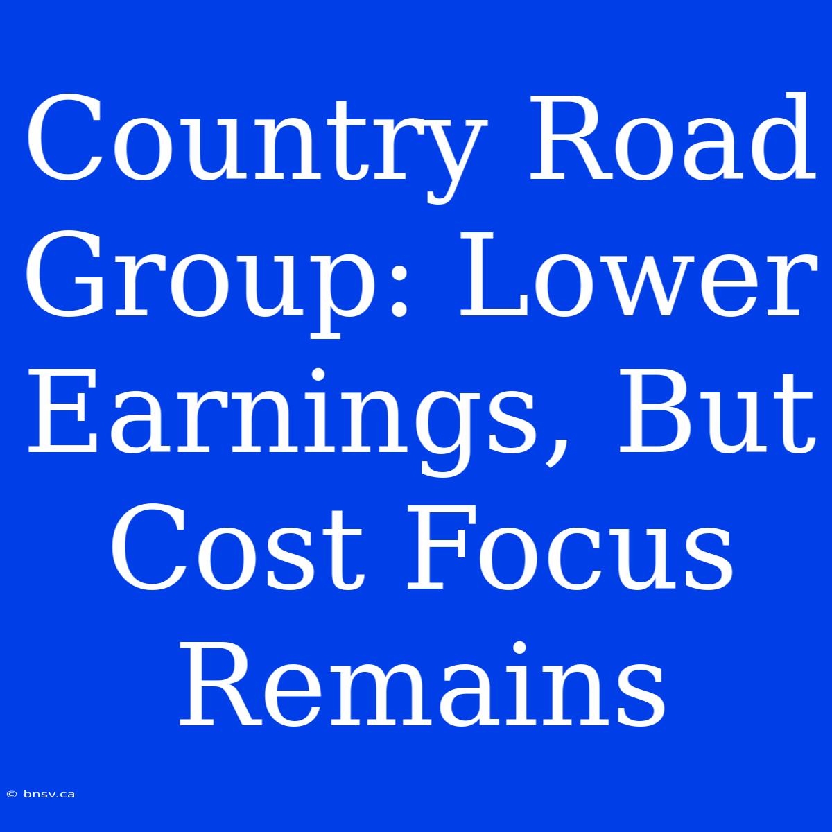 Country Road Group: Lower Earnings, But Cost Focus Remains