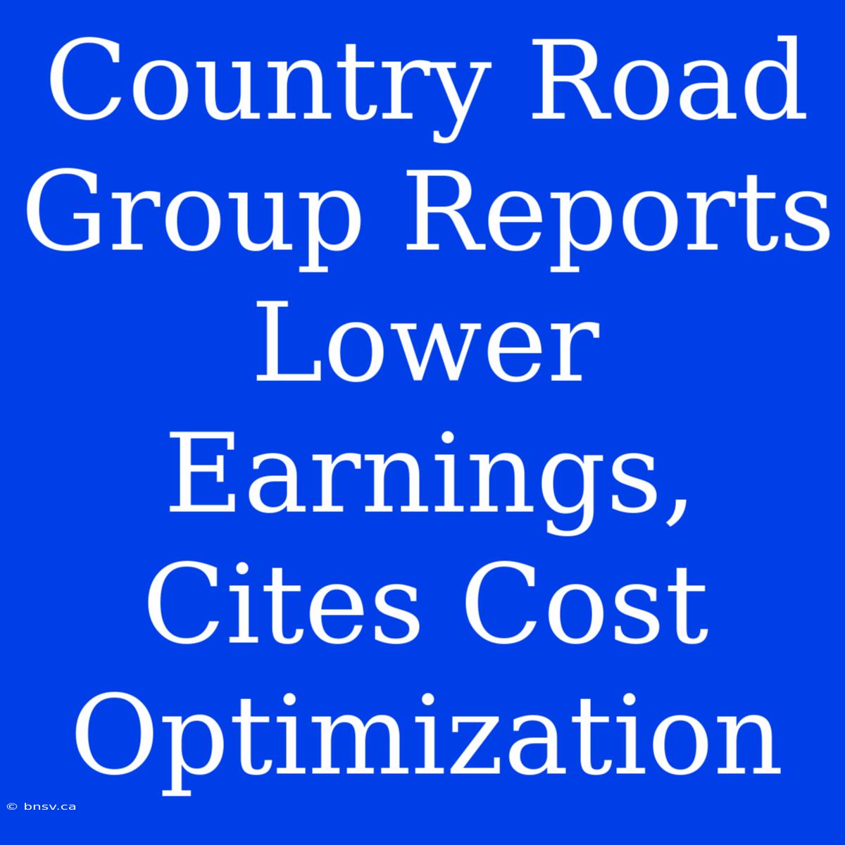 Country Road Group Reports Lower Earnings, Cites Cost Optimization