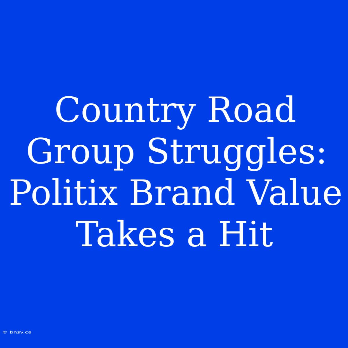 Country Road Group Struggles: Politix Brand Value Takes A Hit