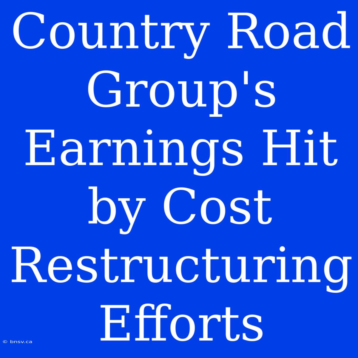 Country Road Group's Earnings Hit By Cost Restructuring Efforts