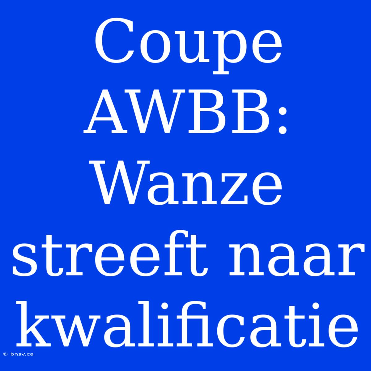 Coupe AWBB: Wanze Streeft Naar Kwalificatie