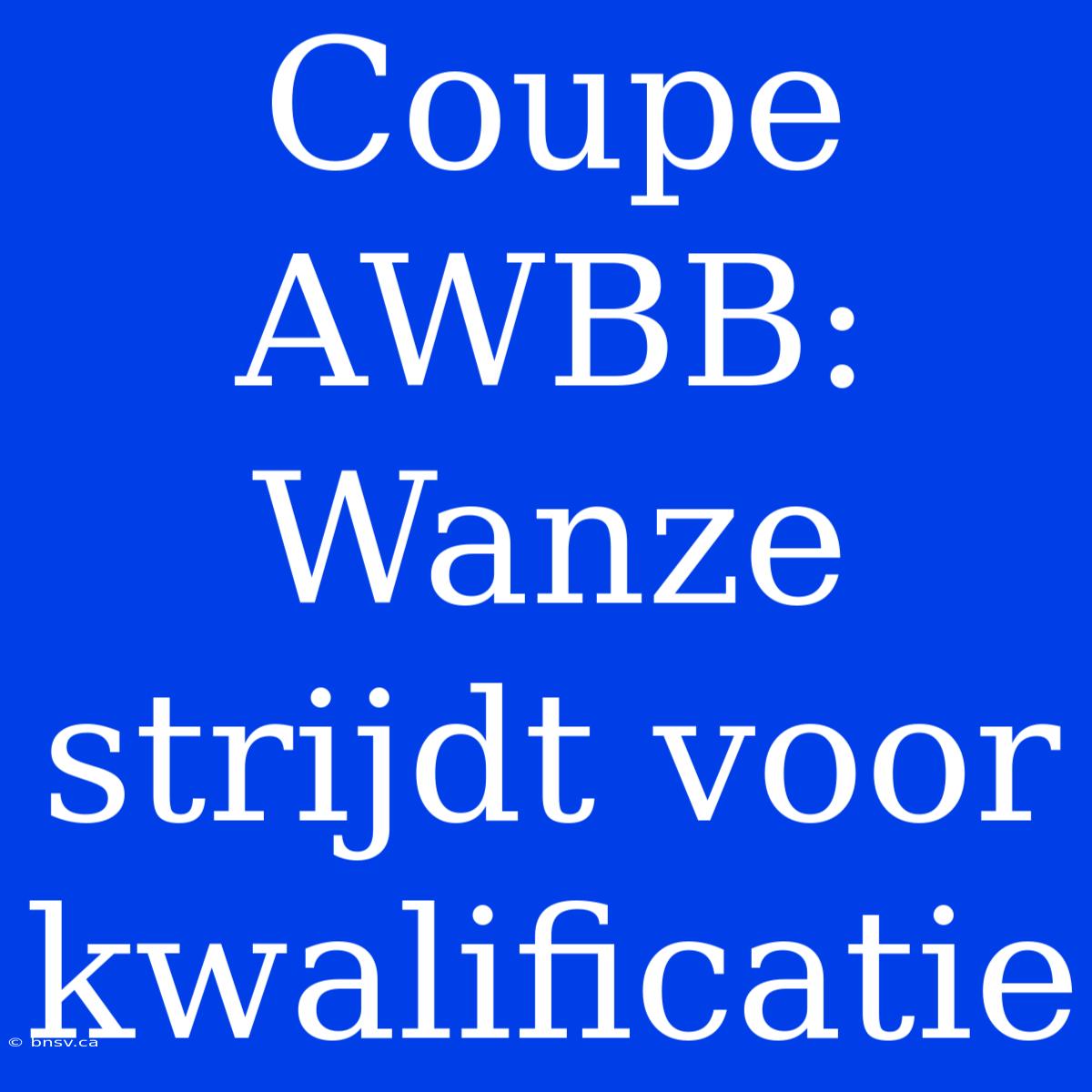 Coupe AWBB: Wanze Strijdt Voor Kwalificatie