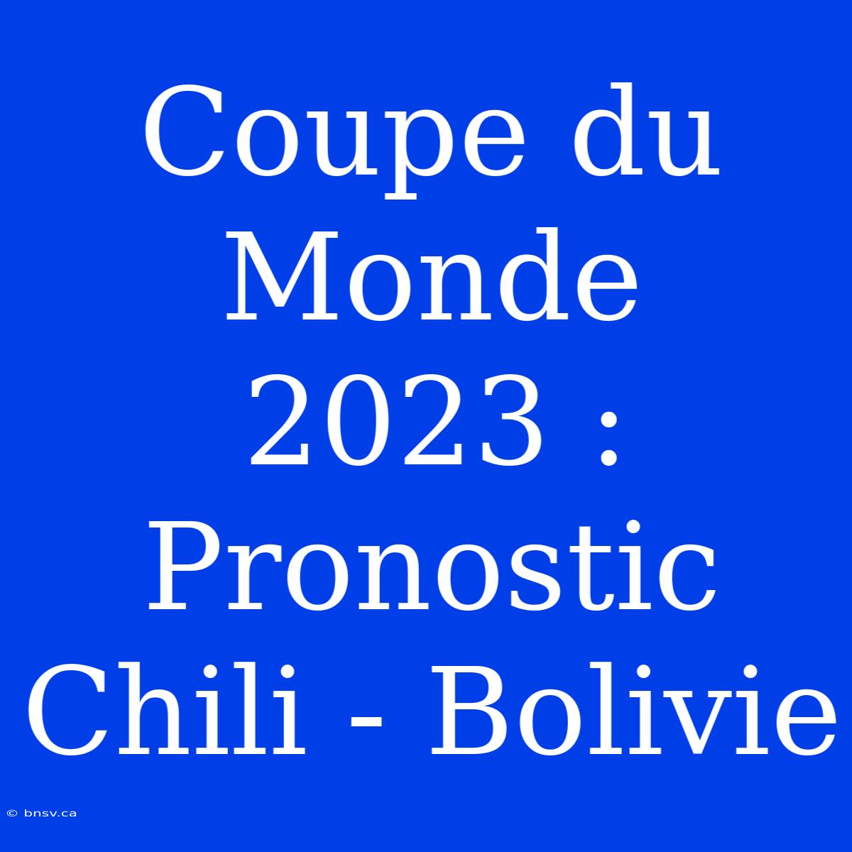 Coupe Du Monde 2023 : Pronostic Chili - Bolivie