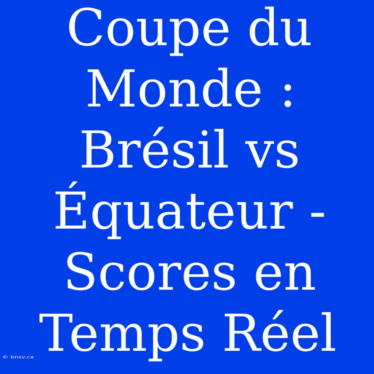 Coupe Du Monde : Brésil Vs Équateur - Scores En Temps Réel