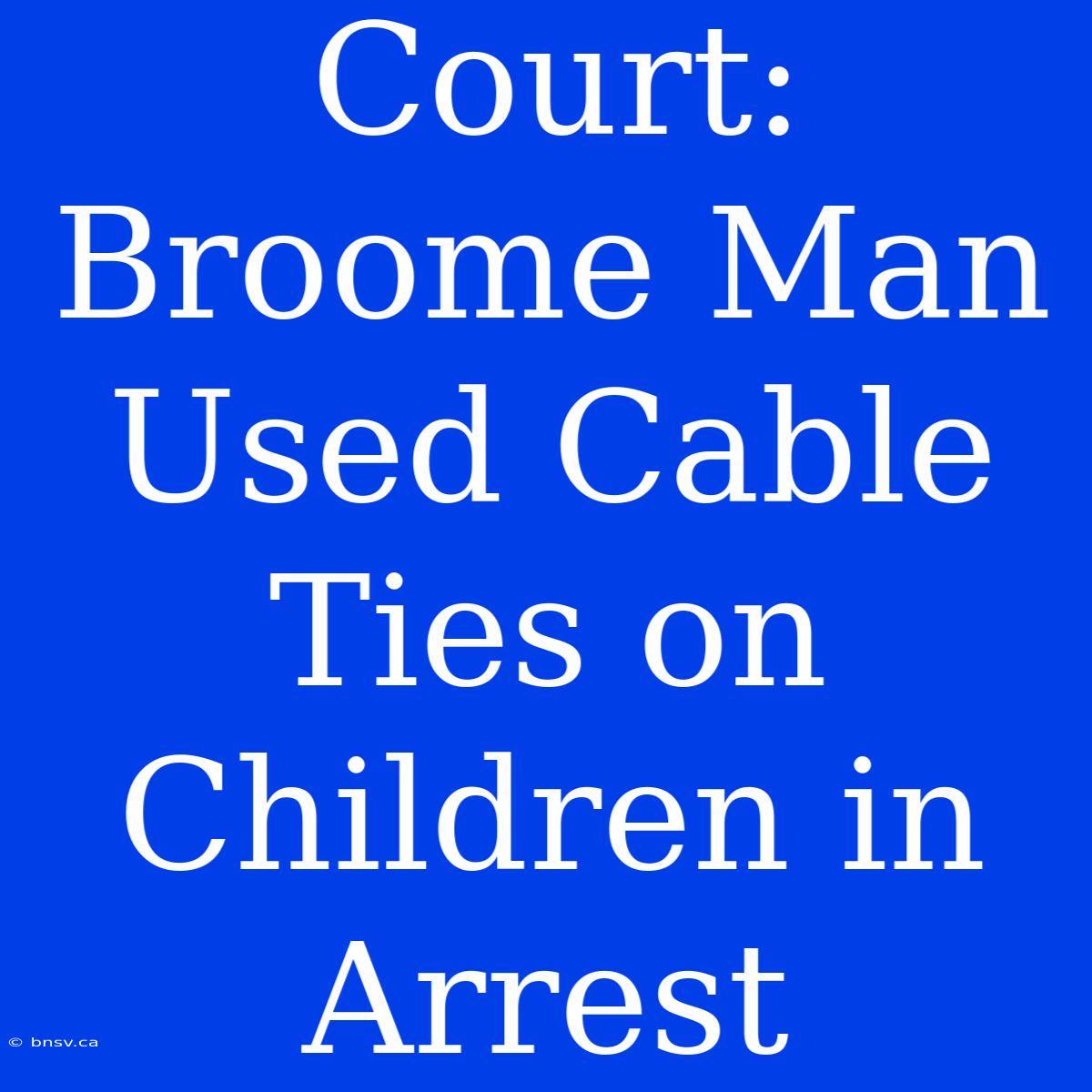 Court: Broome Man Used Cable Ties On Children In Arrest