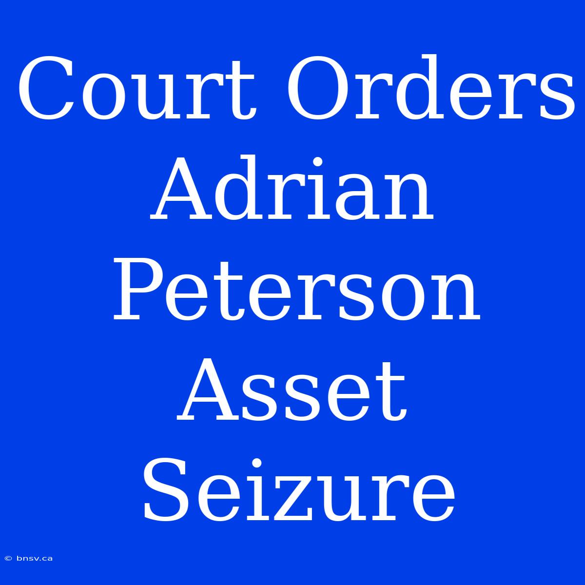 Court Orders Adrian Peterson Asset Seizure