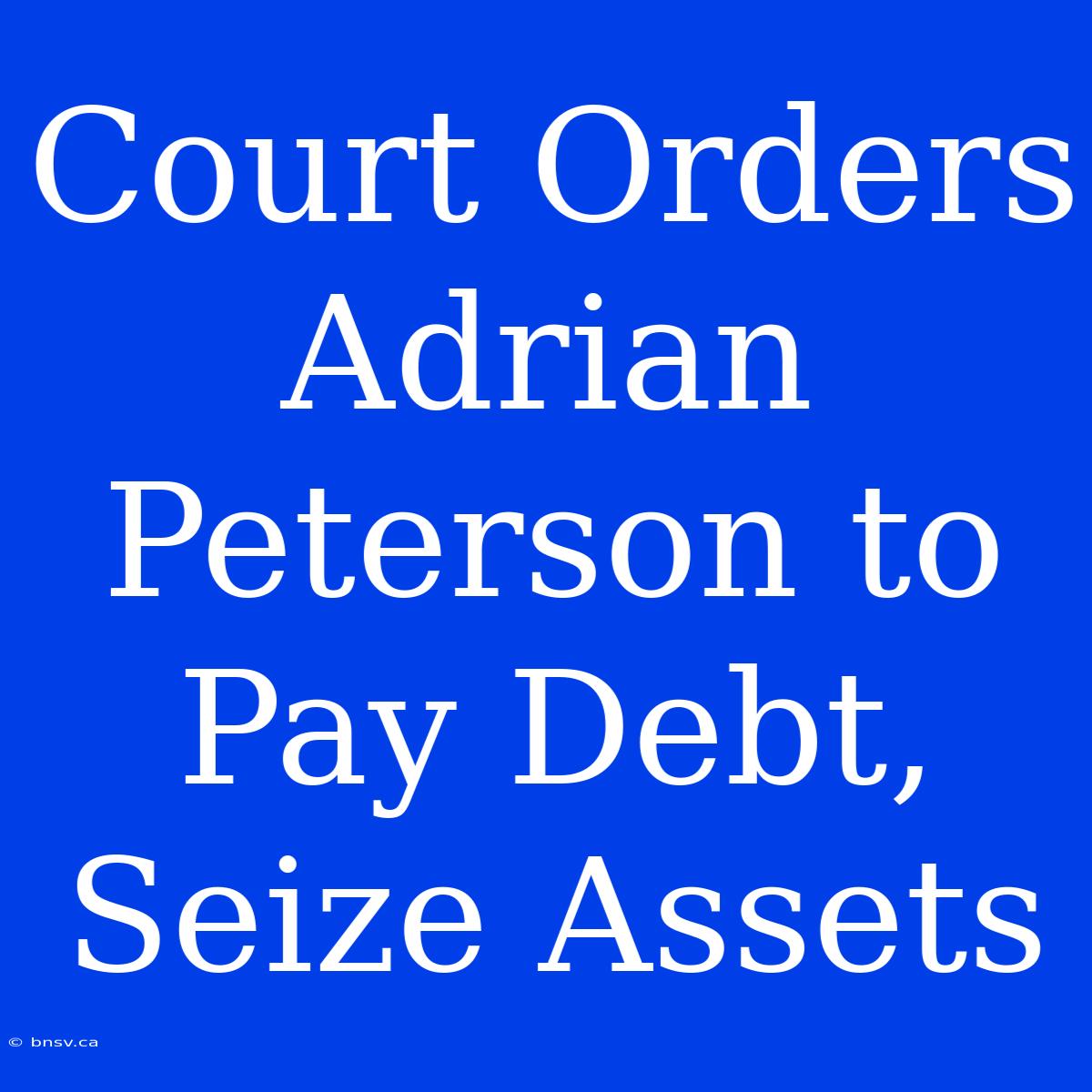 Court Orders Adrian Peterson To Pay Debt, Seize Assets