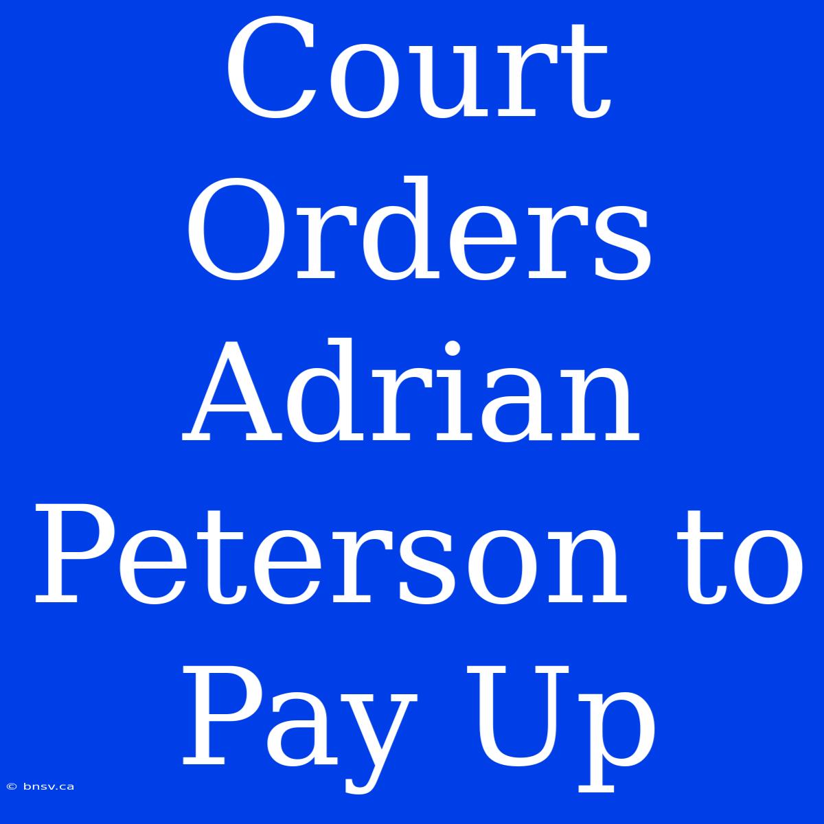 Court Orders Adrian Peterson To Pay Up