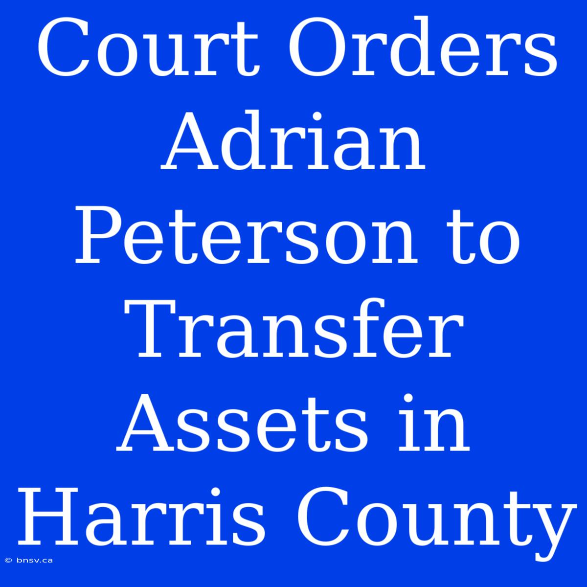 Court Orders Adrian Peterson To Transfer Assets In Harris County