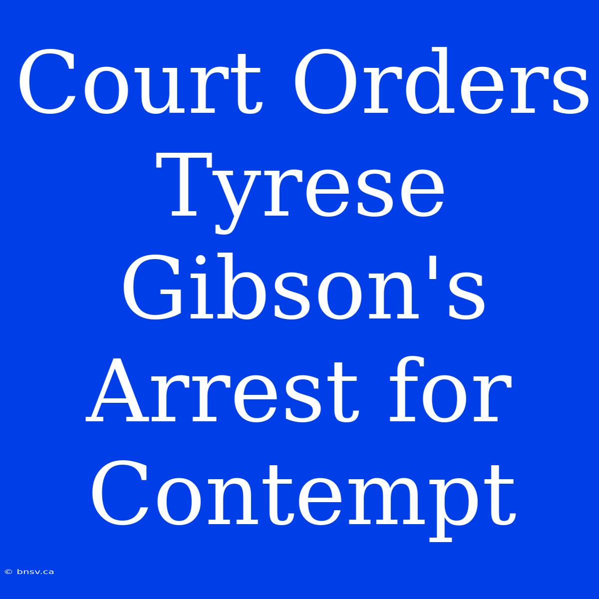 Court Orders Tyrese Gibson's Arrest For Contempt