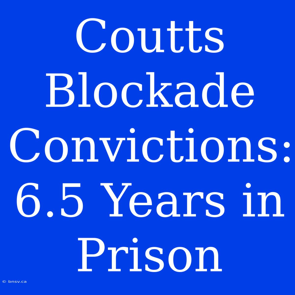 Coutts Blockade Convictions: 6.5 Years In Prison