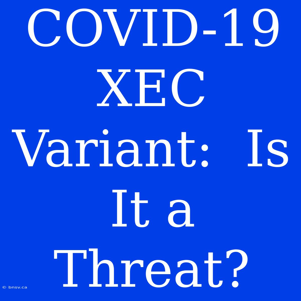 COVID-19 XEC Variant:  Is It A Threat?