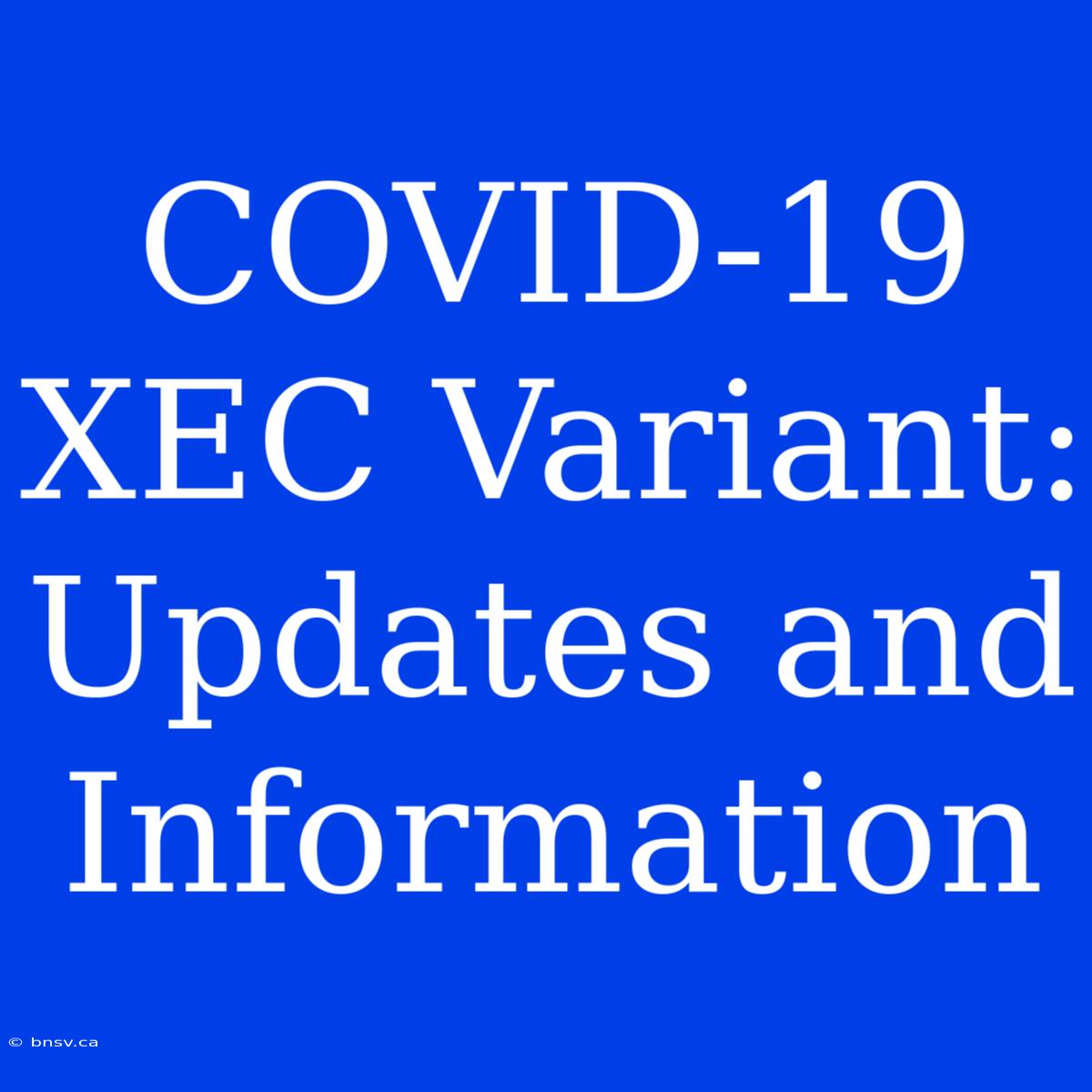 COVID-19 XEC Variant: Updates And Information