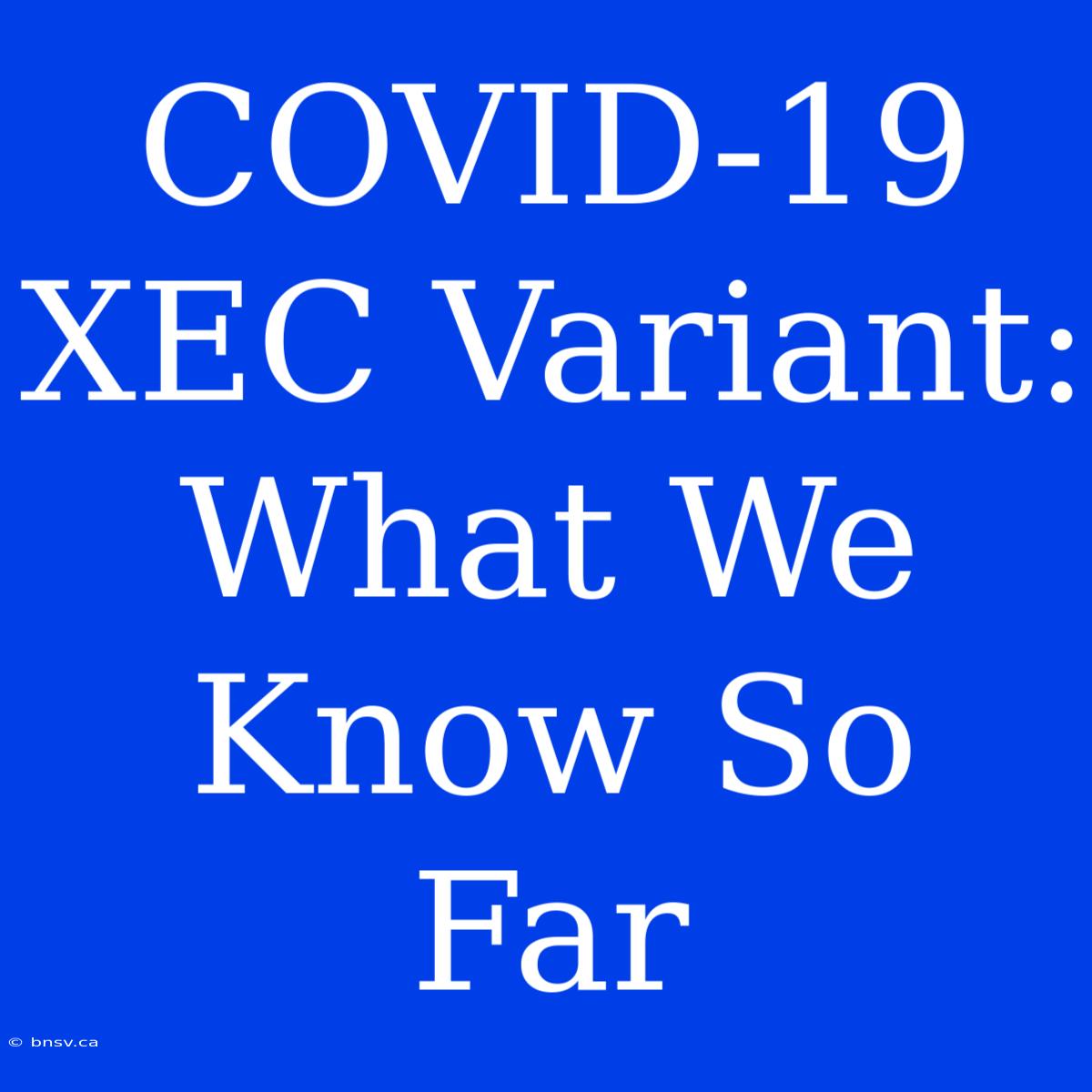 COVID-19 XEC Variant: What We Know So Far