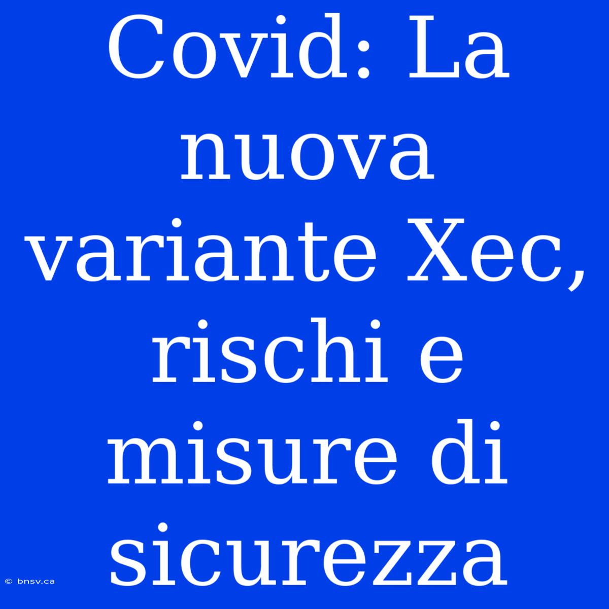 Covid: La Nuova Variante Xec, Rischi E Misure Di Sicurezza