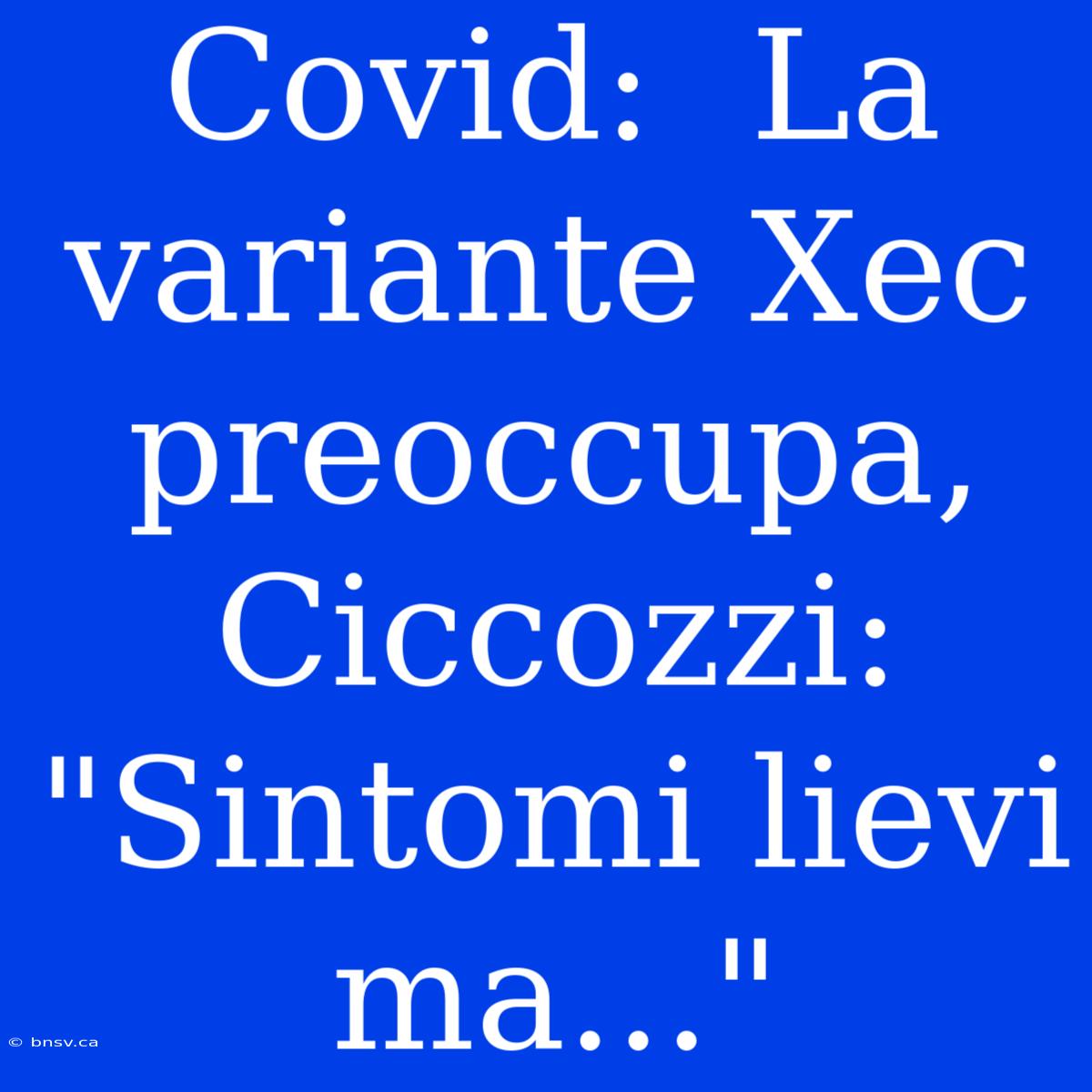 Covid:  La Variante Xec Preoccupa, Ciccozzi: 