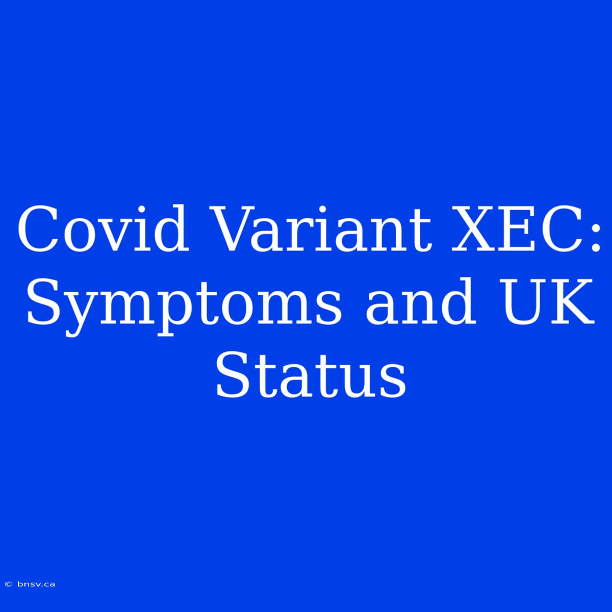 Covid Variant XEC: Symptoms And UK Status