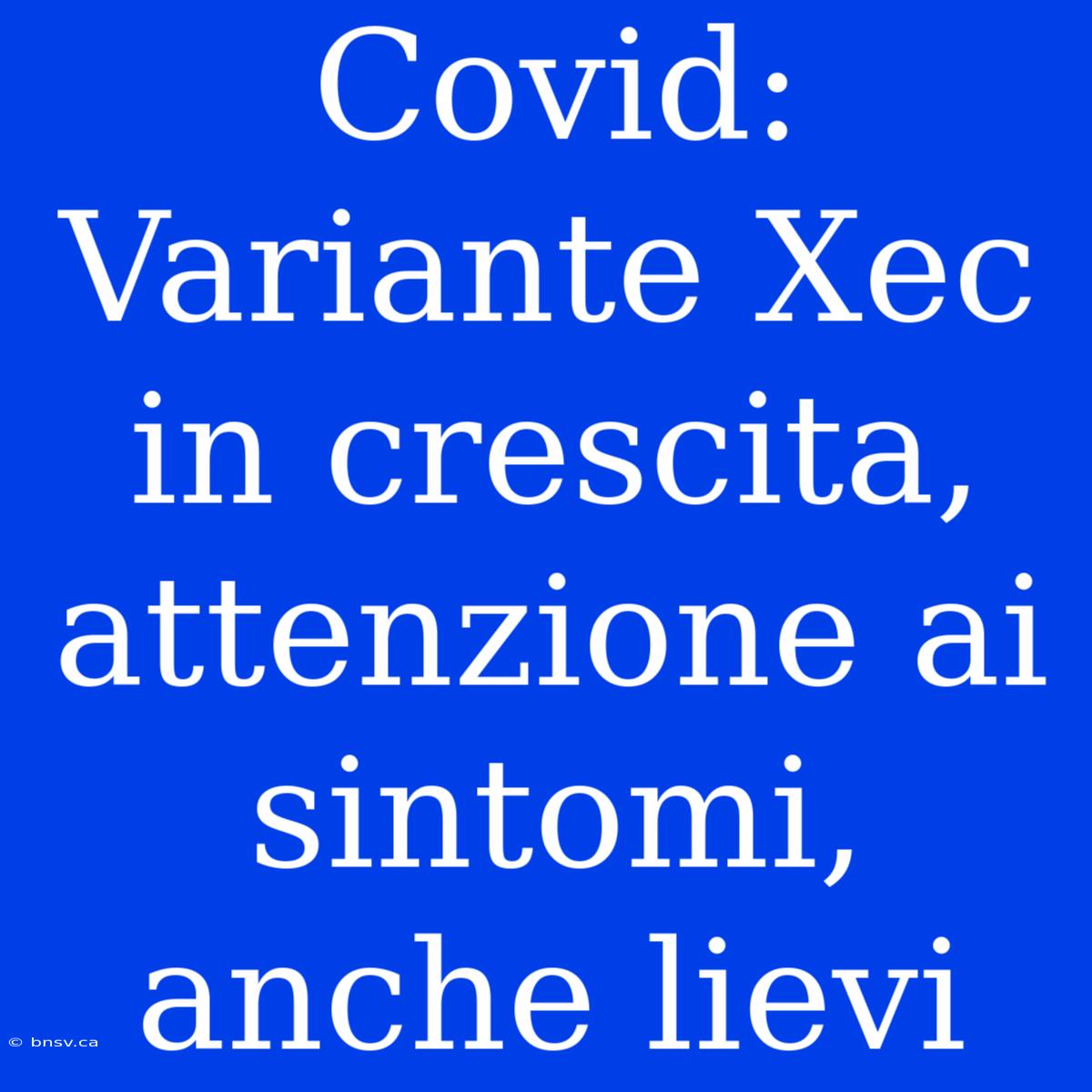 Covid:  Variante Xec In Crescita, Attenzione Ai Sintomi, Anche Lievi