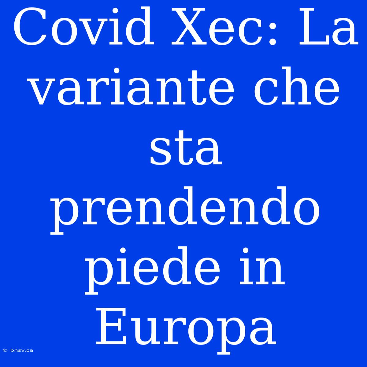 Covid Xec: La Variante Che Sta Prendendo Piede In Europa