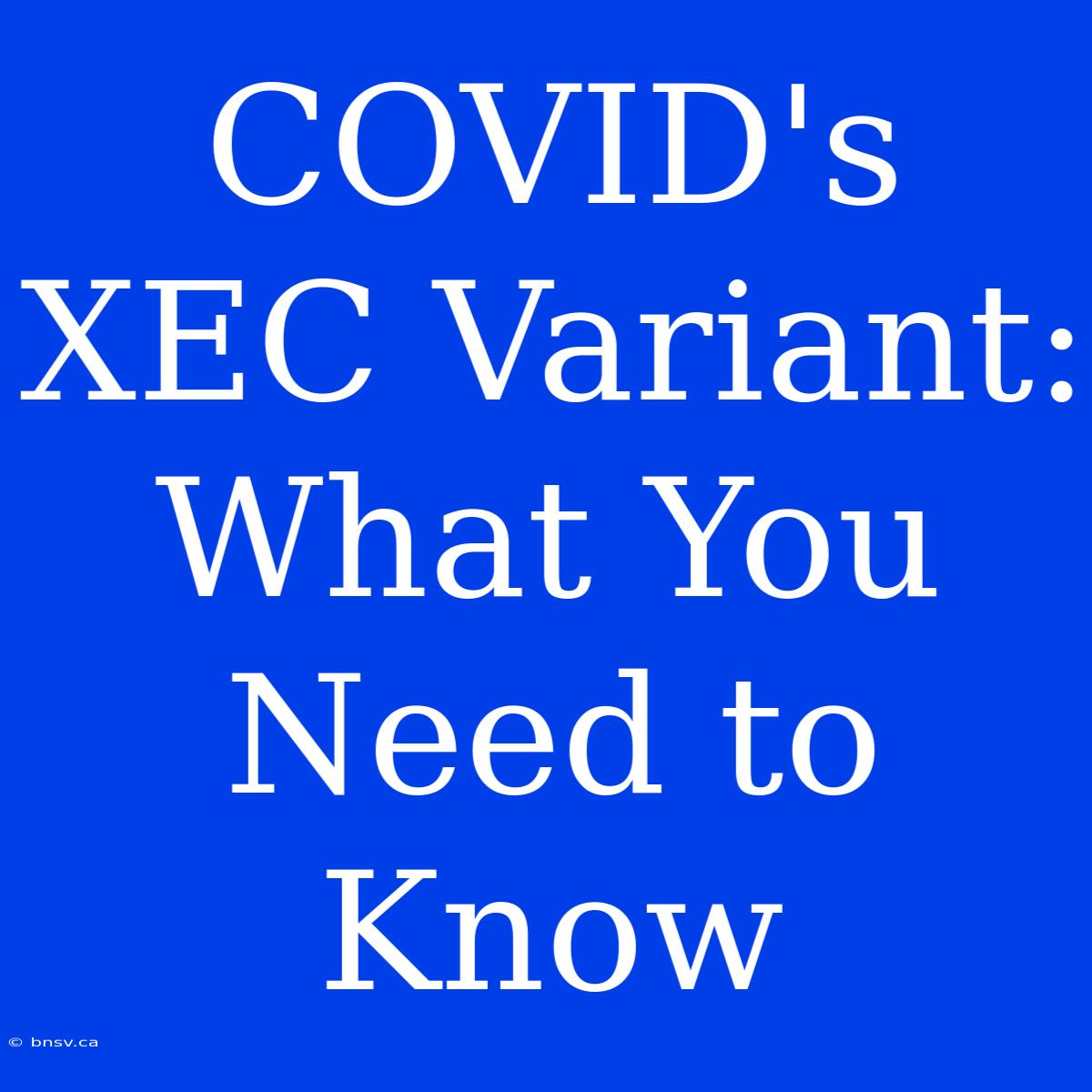 COVID's XEC Variant: What You Need To Know