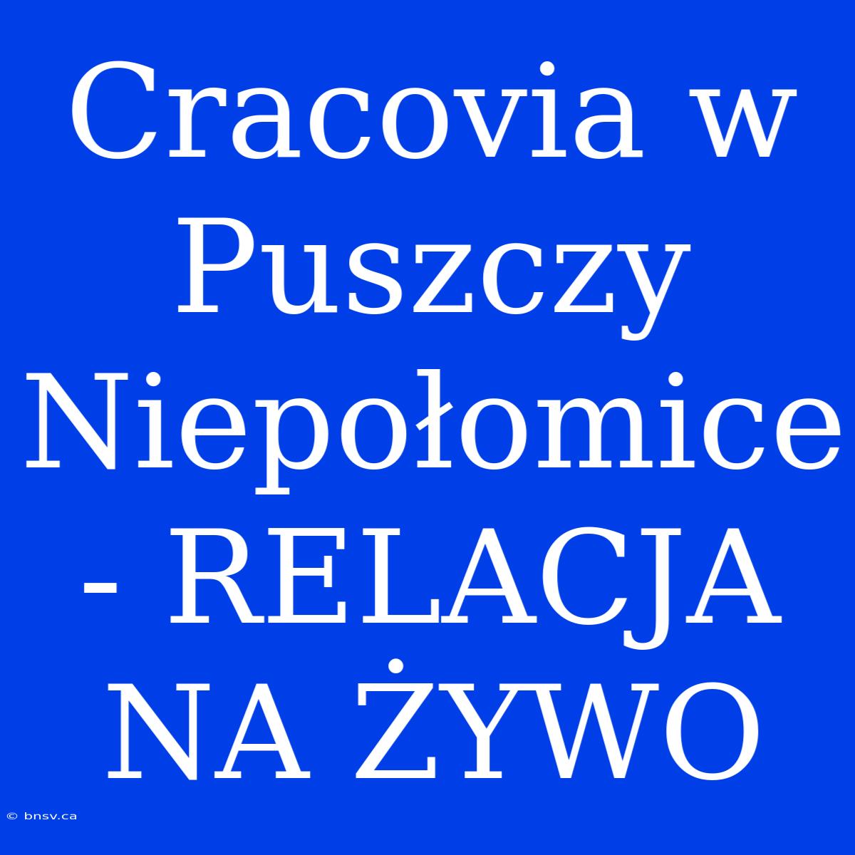 Cracovia W Puszczy Niepołomice - RELACJA NA ŻYWO