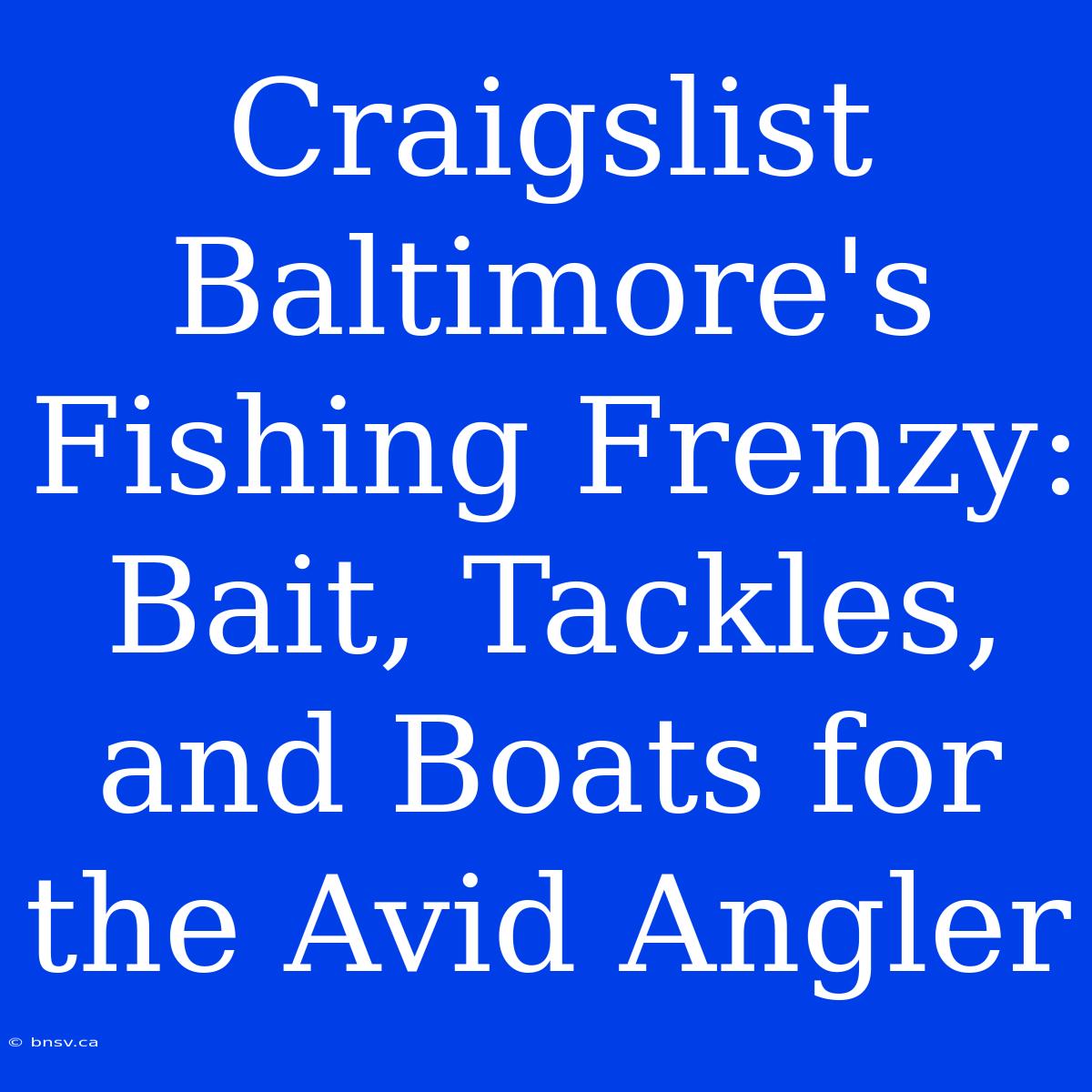 Craigslist Baltimore's Fishing Frenzy: Bait, Tackles, And Boats For The Avid Angler