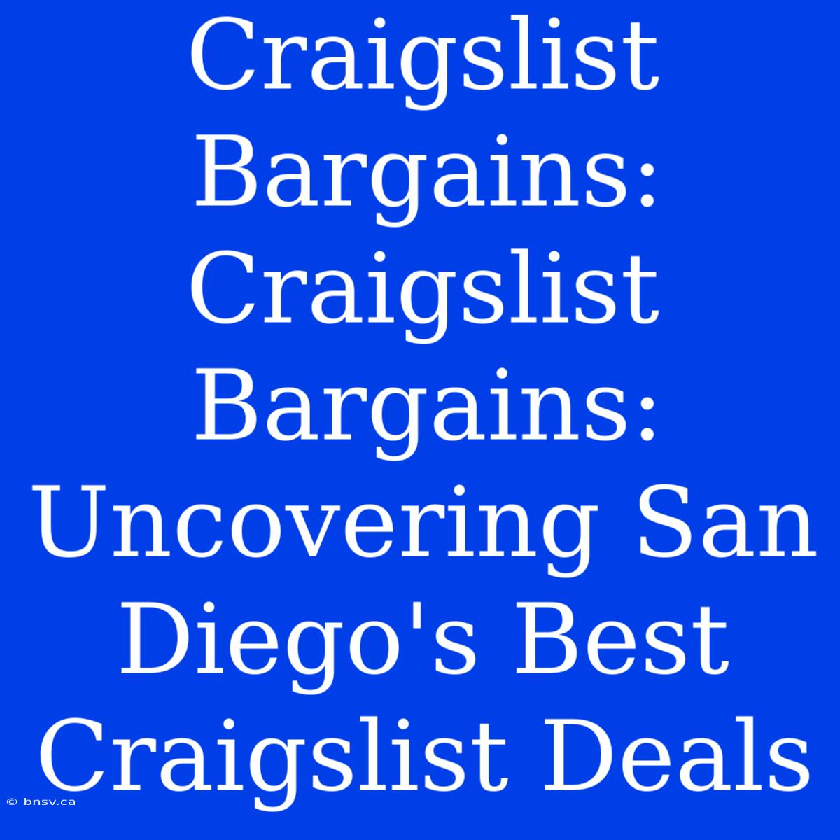 Craigslist Bargains: Craigslist Bargains: Uncovering San Diego's Best Craigslist Deals