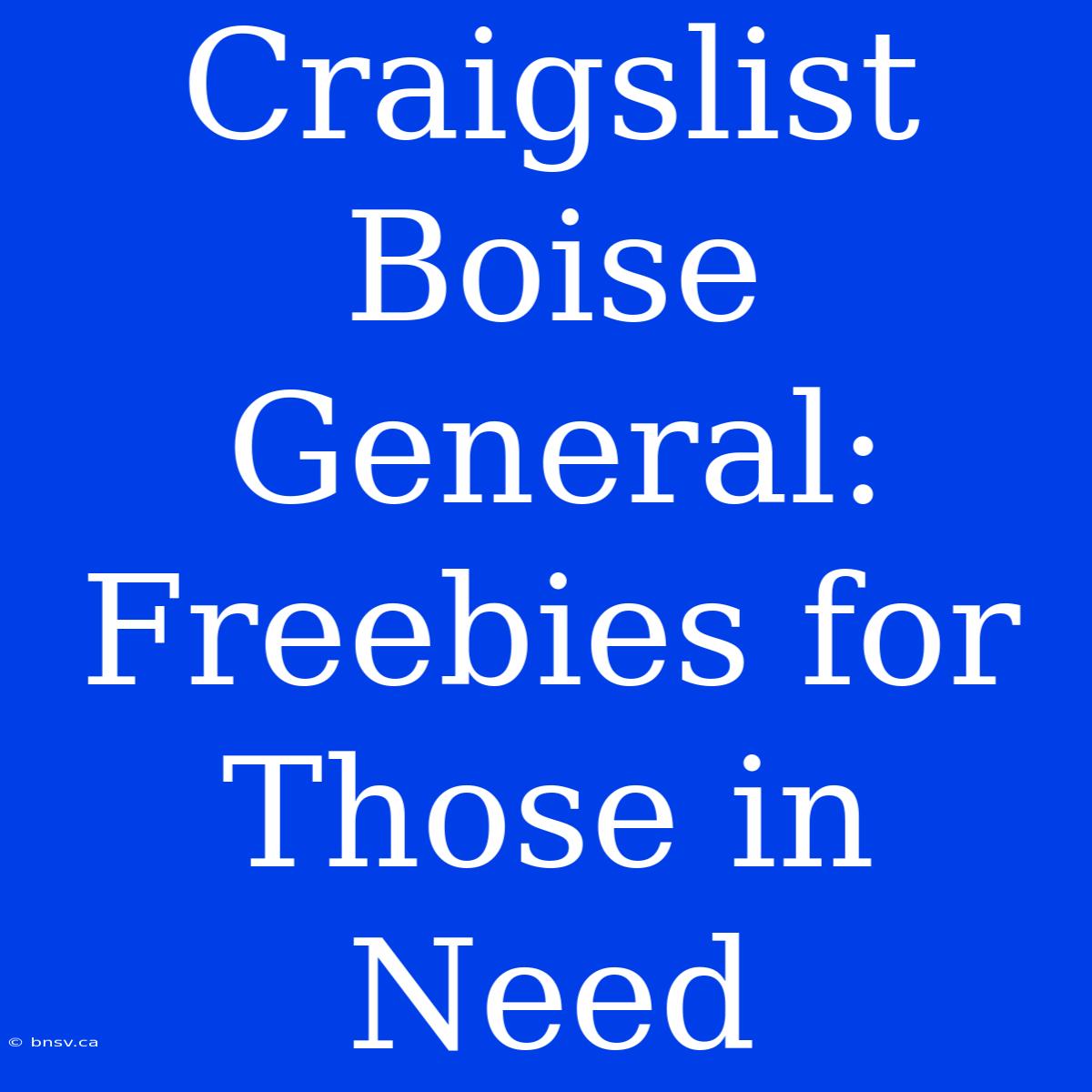 Craigslist Boise General: Freebies For Those In Need