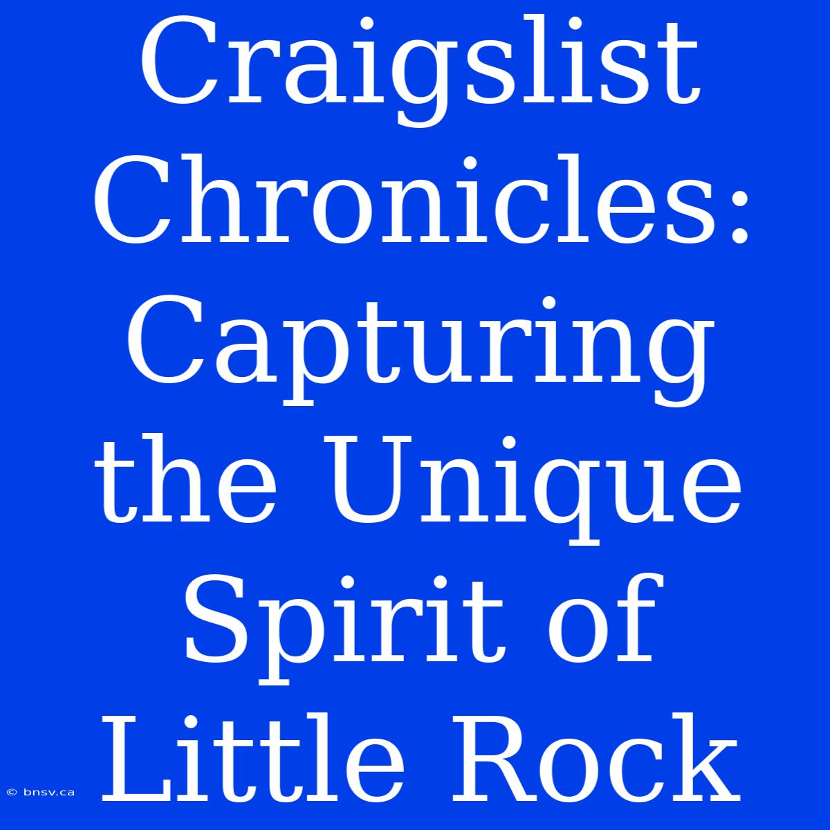 Craigslist Chronicles: Capturing The Unique Spirit Of Little Rock