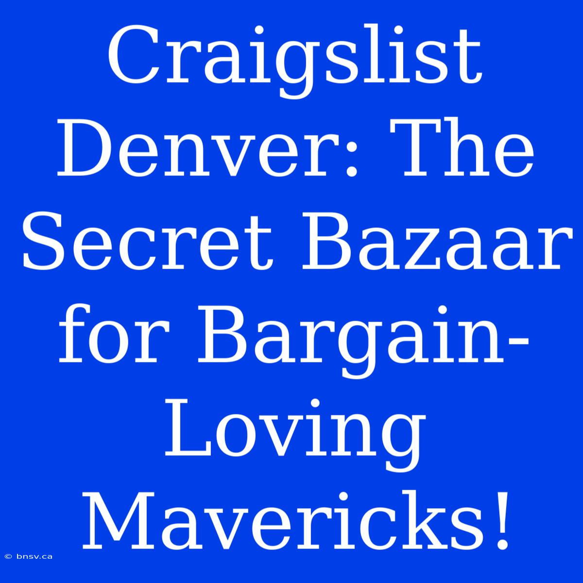 Craigslist Denver: The Secret Bazaar For Bargain-Loving Mavericks!